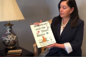 Mayor Minichetti reads Somebody and the Three Blairs by Marilyn Tolhurst with permission from Scholastic Publishing