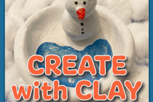 snowman clay dish and decorative text