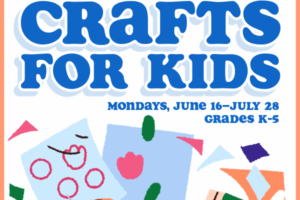 decorative text, and hands creating crafts with paper scissors and glue