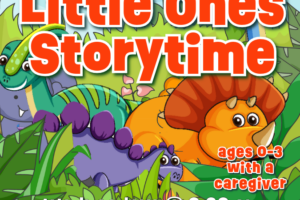 cartoon baby animals playing in a forest with decorative text