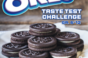 stack of Oreos with decorative text