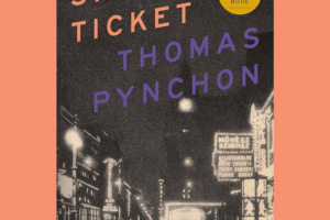 1930's city night scene with text on an angle