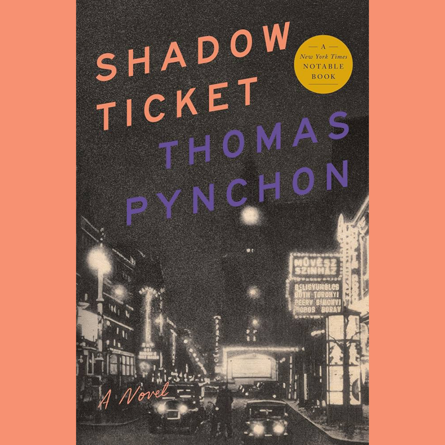 1930's city night scene with text on an angle