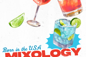 variety of cocktails with decorative text