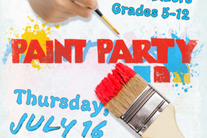 Various sizes of paint brushes and color with decorative text