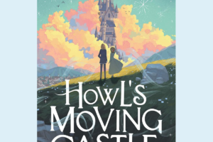 two people looking at a castle in the sky