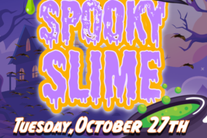 Dripping text with spooky house and tree