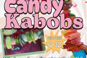 Candy on a stick and decorative text