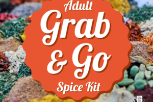 piles of spices with decorative text