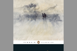two people out in the fog , book cover with text